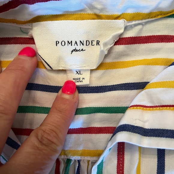 POMANDER PLACE TUCKERNUCK Adair Primary Striped Boyfriend Oversized Button Down - Picture 7 of 9